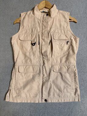 Magellan Utility Vest Beige Lightweight Multi-Pocket Outdoor Size Small